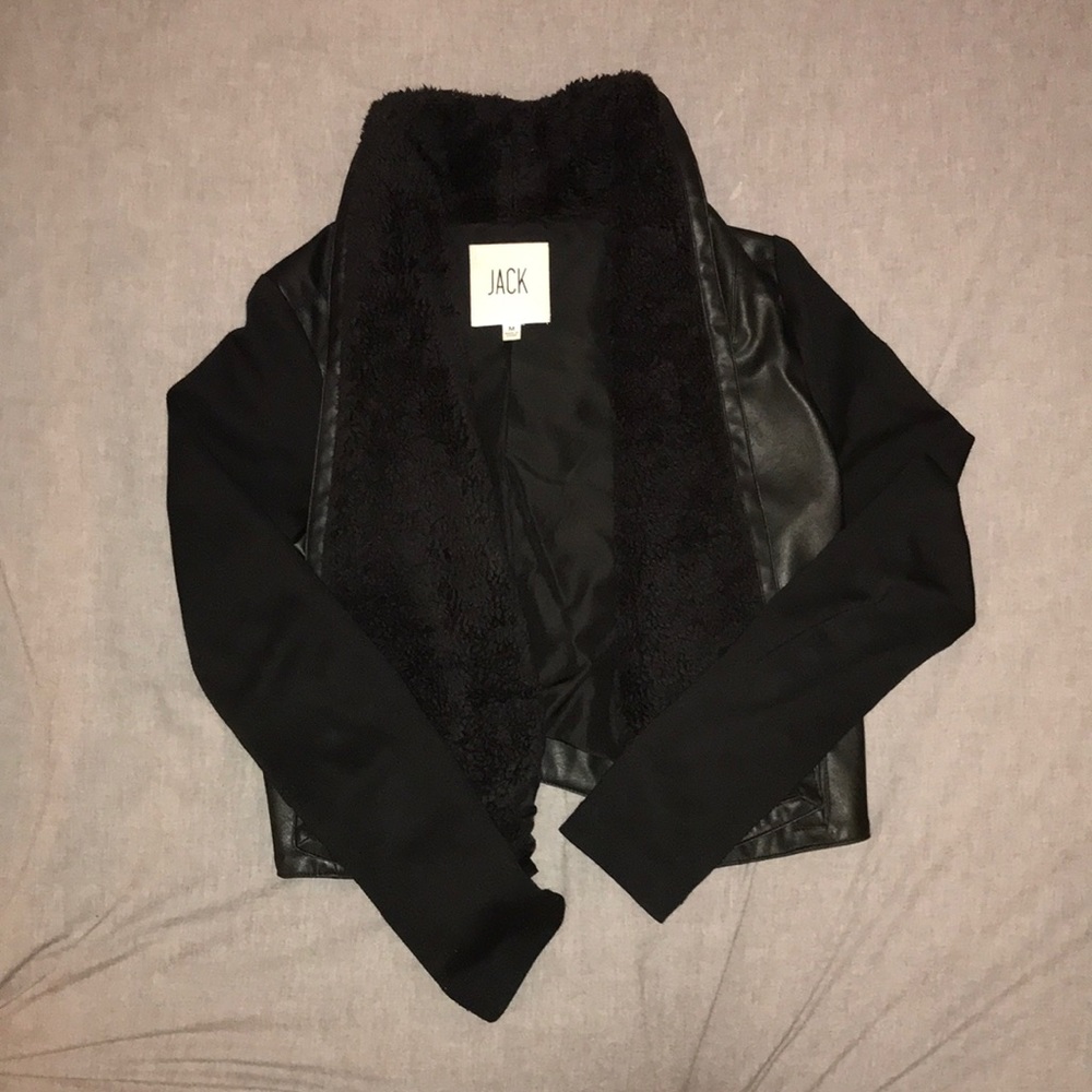 JACK leather jacket with shearling collar